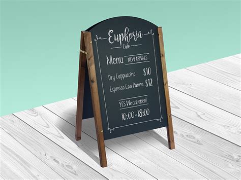 Download Free A-Frame Chalkboard Restaurant / Cafe Menu Mockup PSD