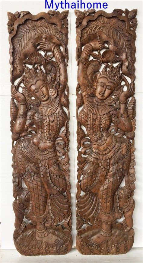 Mandala, wood, sticks and stones. 72 Pair Large Wood Wall Art Thai Guardian Angle Mandala ...