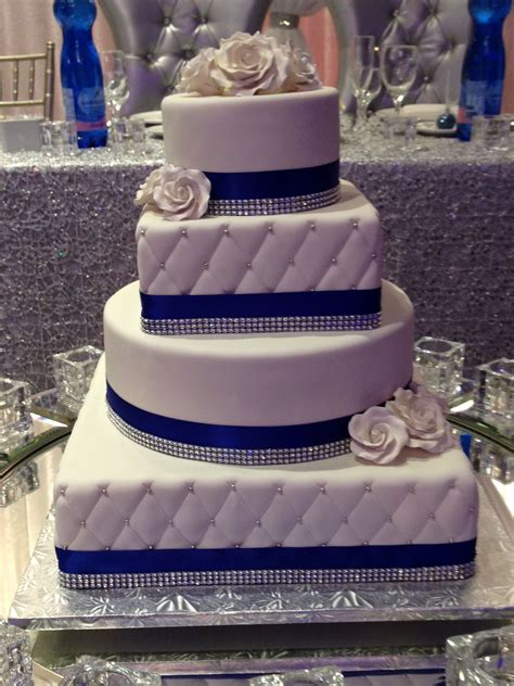 Check spelling or type a new query. Royal blue trimmed 4 tier round and square wedding cake ...