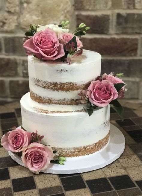 Naked Cake With Pink Floral Accents My Xxx Hot Girl