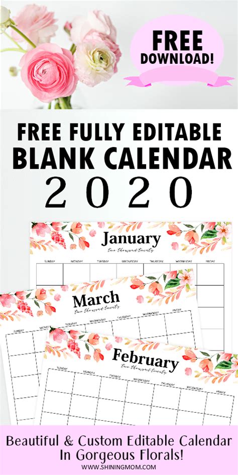The calendar downloads are also compatible with google docs and open office. FREE Fully Editable 2020 Calendar Template in Word