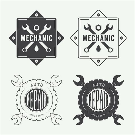 Premium Vector Vintage Mechanic Label Emblem And Logo Vector