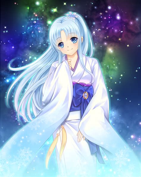 Blue is the color of the sky and sea and has a calming effect on our body. Cute blue haired girl in white yukata #animegirl | Blue ...