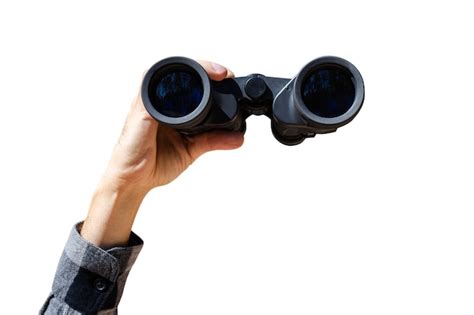 Premium Photo Male Hand Are Holding Binoculars On White Isolated