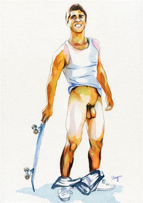 Print Of Original Art Work Watercolor Painting Gay Male