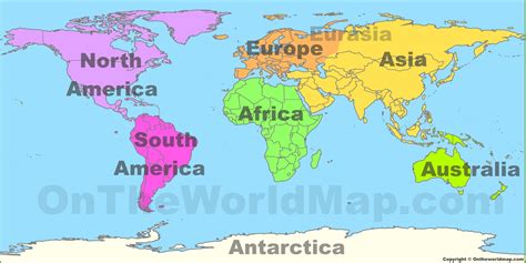 World Map With Countries Labeled And Continents United States Map