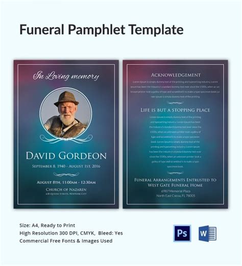 5 Funeral Pamphlet Templates Word Psd Format Download Free
