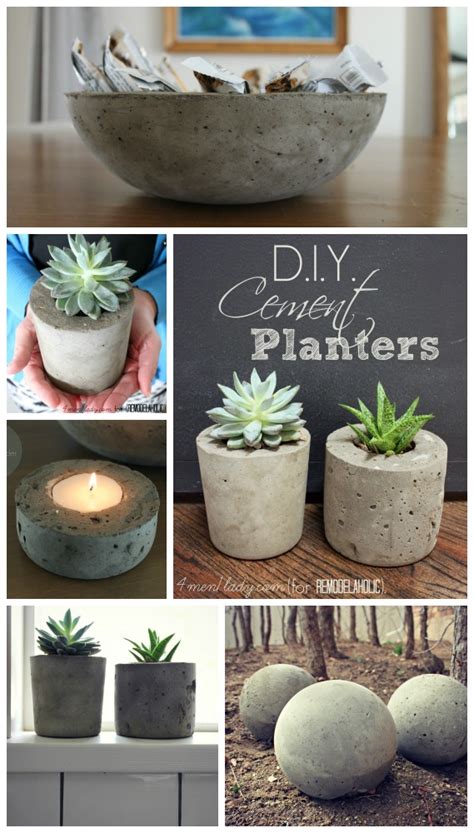 DIY cement planters, candle holders and garden balls.