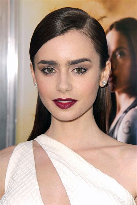 Lily Collins Lily Collins Eyebrows Burgundy Lipstick Lily Collins