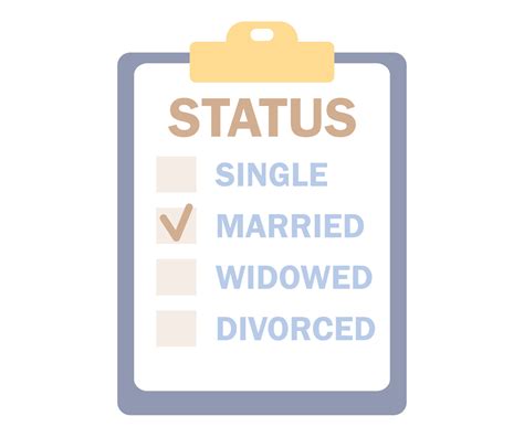 Marital status of people. Checkbox list with single, married, widowed
