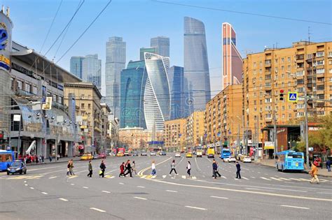 People Crossing Road In Moscow Downtown Editorial Stock Photo Image