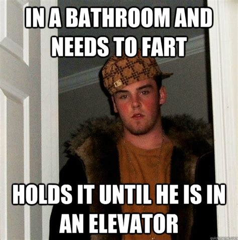 In A Bathroom And Needs To Fart Holds It Until He Is In An Elevator