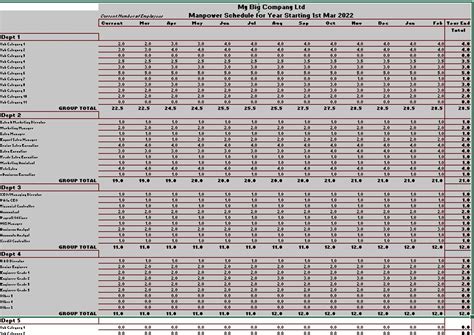 Manpowerstaffing Planning And Budgeting Excel Xls Template