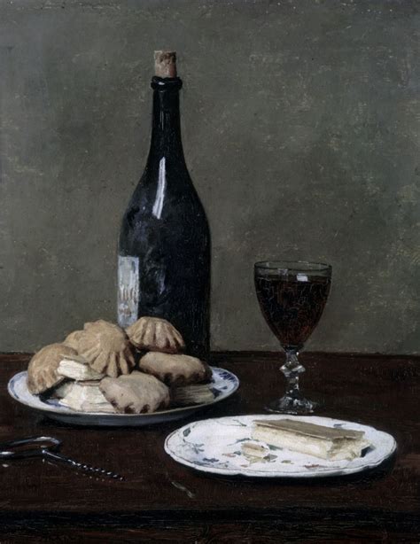Still Life With Wine Bottle Painting Albert Anker Oil Paintings