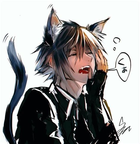 Meow Il Est Fatigué 😴 Neko Boy Anime Cat Boy Anime Wolf Manga