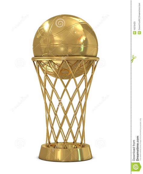 Golden Basketball Award Trophy With Ball And Net Stock Photos Image