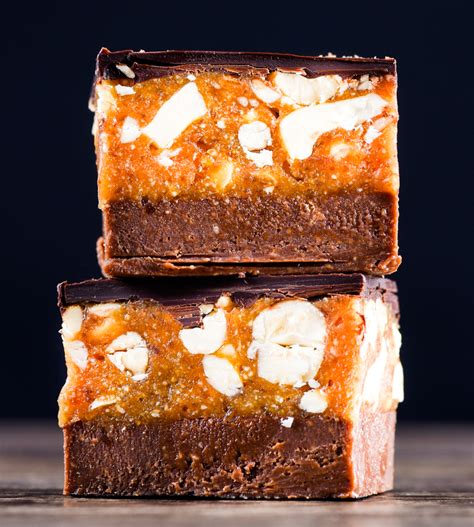 There are many great vegan chocolate brands on the market, as well as stevia sweetened ones, and regular chocolate! Healthy Snickers Slice - Wholefood Simply