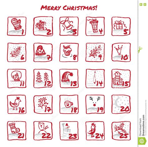 Advent Calendar 25 Days Of Christmas Stock Illustration Illustration