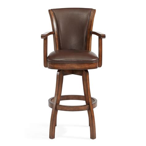 Armen Living Raleigh Arm 26 Counter Height Swivel Wood Barstool In
