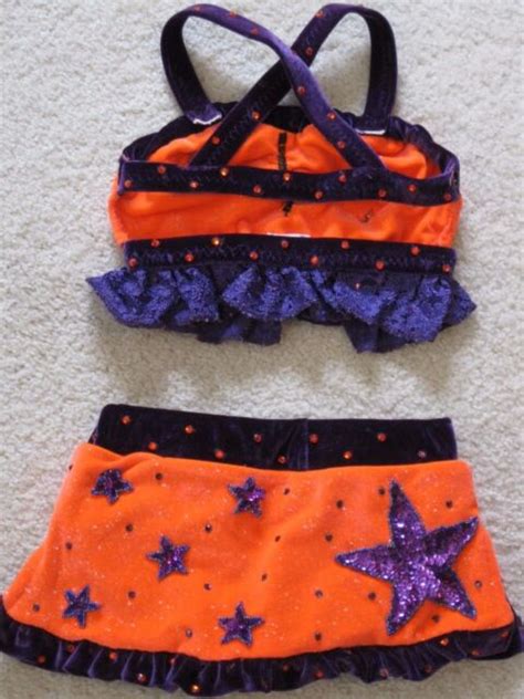 National Pageant Swimsuit Swim Wear Orange Purple Stars Glitz 3pc Girls