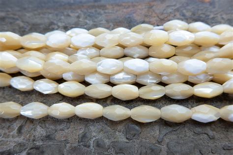 Faceted Rice Mop Beads Natural Mother Of Pearl Jewelry Beads Faceted