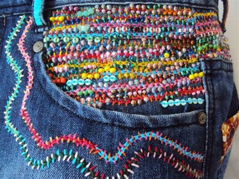 Add a small strap to make it a wristlet! Embroidery for old jeans - Simple Craft Ideas