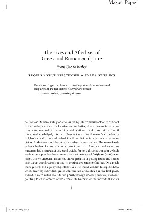 Pdf The Lives And Afterlives Of Greek And Roman Sculpture From Use To Refuse 2016 Troels