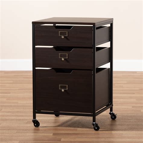 Shop for 2 drawer file cabinets in office furniture. Dark Wood Rolling Drawer File Cabinet | Modern Furniture ...