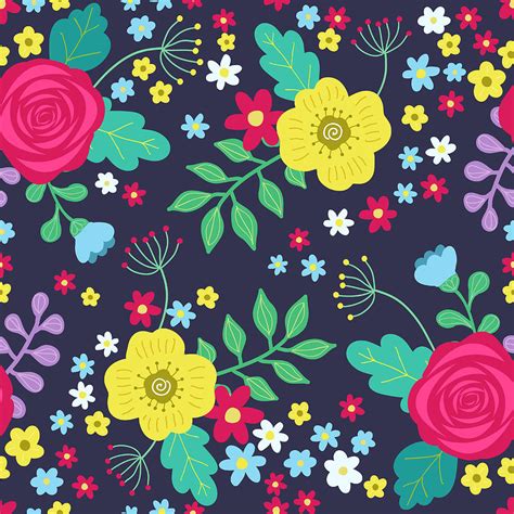 Floral Colorful Seamless Pattern With By Ekaterina Bedoeva