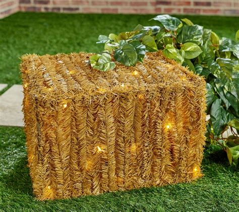 Hay And Harvest Illuminated Collapsible Small Faux Hay Bale Harvest