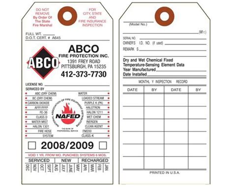 Some extinguishers can be used for a number of fire. Custom Printed Fire Extinguisher Tags | Universal Tag, Inc.