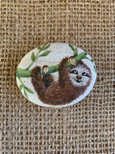 Hand Painted Beach Rock Painted Sloth Rock Art Painted Etsy Corn