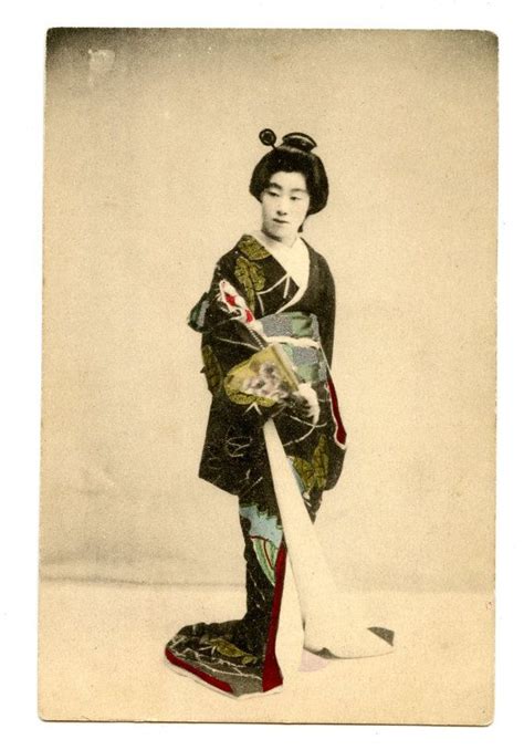 Japanese Geisha Victorian Postcard Hand Tinted 1900s Silk Etsy Japanese Geisha Geisha
