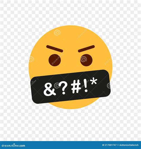Swearing Emoji Yellow Funny Face Round Character With Big Eyes Angry