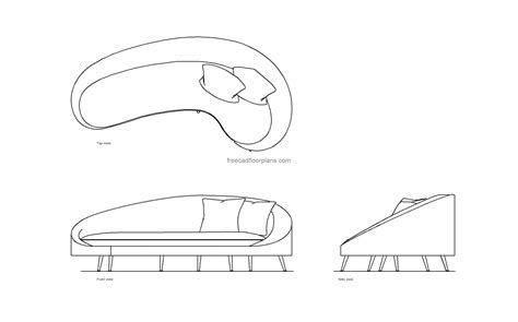 Curved Sofa Autocad Block Free Cad Floor Plans