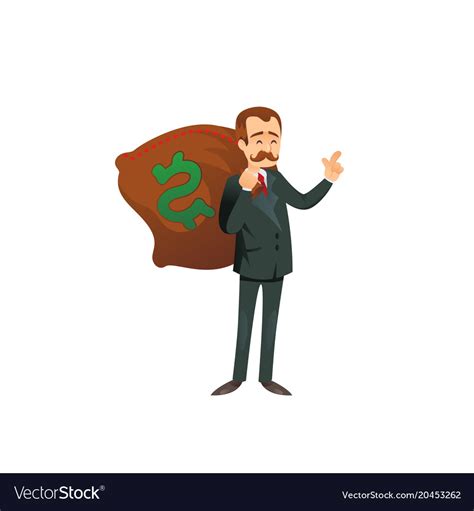 Entrepreneur Character With Sack Money Royalty Free Vector