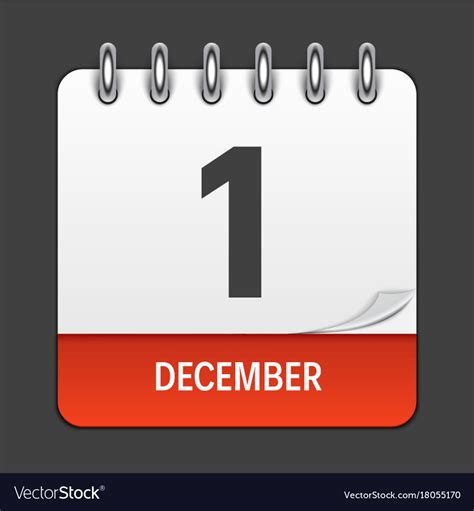 December 1 Calendar Daily Icon Royalty Free Vector Image