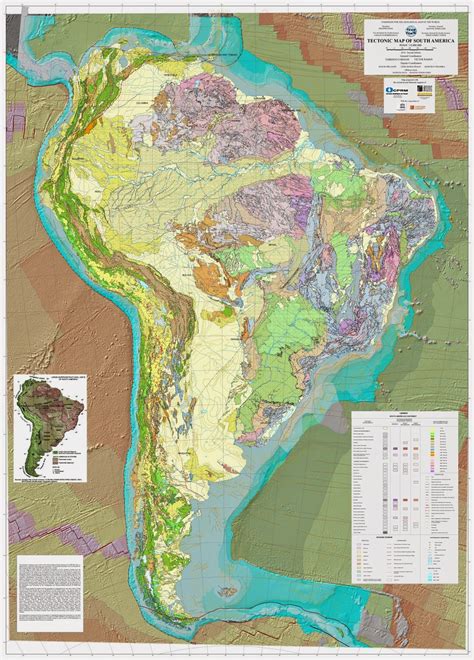 A américa do sul tem seus limites a leste com o oceano atlântico, a oeste com o oceano pacífico, e ao norte com o mar do caribe. CPRM - Serviço Geológico do Brasil: Mapa Tectônico da ...