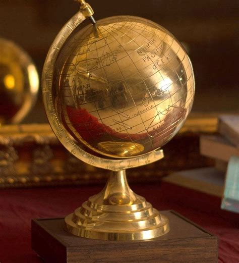 Brass Globe With Brass Antique Arc And Baseworld Globehome Decor