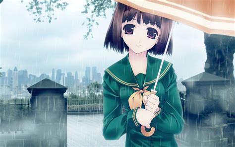 Anime Girl In Rain Fondos De Pantalla Gratis Para Widescreen