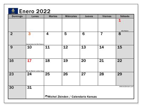 Calendario “” Impresión Enero 2022 Michel Zbinden Es