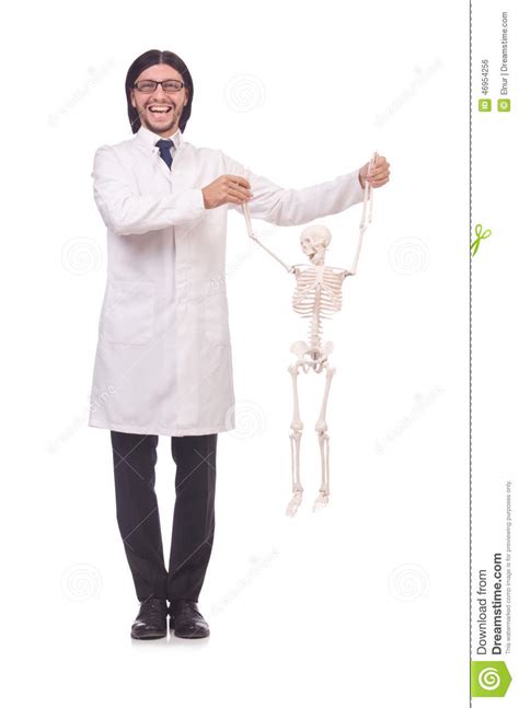 Funny Teacher With Skeleton Isolated Stock Photo Image Of Education
