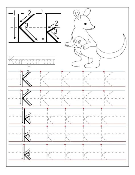 Printable Letter K Tracing Worksheets For Kindergarten Preschool Crafts