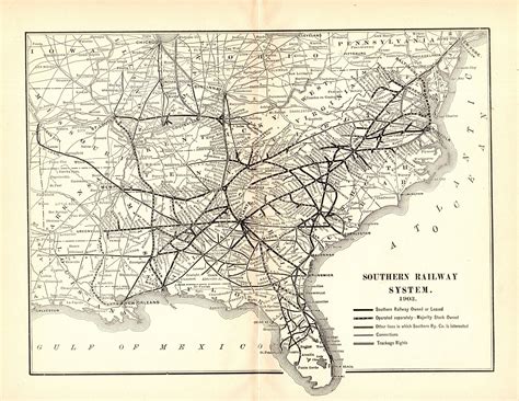 1903 Antique Southern Railway System Map Southern Railroad Map Birthday