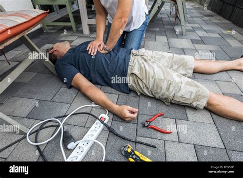Symbolic Picture First Aid Scene Posted Resuscitation With A Cardiac