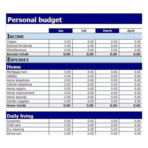 Microsoft Excel Budget Template Defenselula
