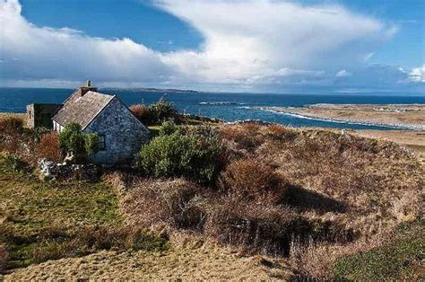 Scenic Irish Landscape With Old Irish Cottage By Sea Irish Cottage
