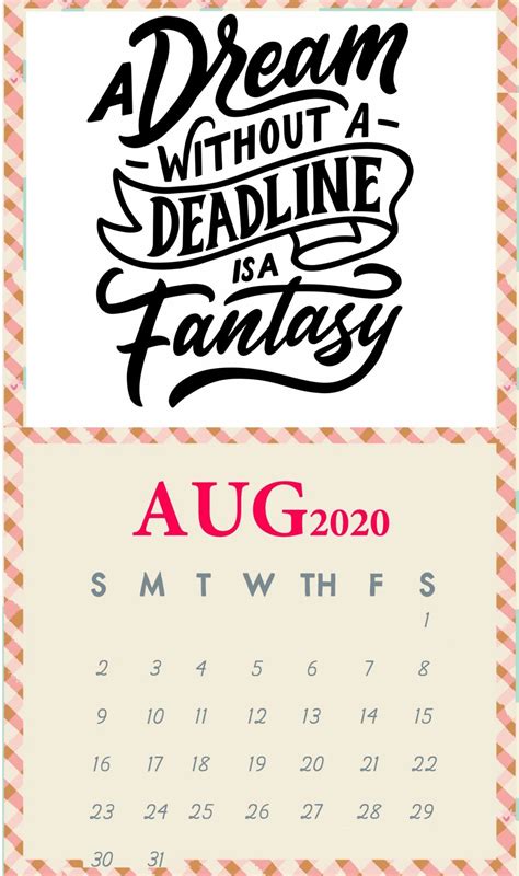 Inspirational August 2020 Quotes Calendar Monthly Calendar Template