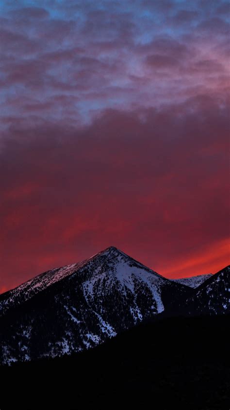 Mountains Sunset Sky Snow Wallpaper 720x1280