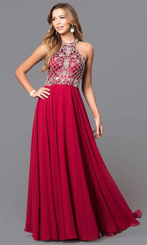 But are they worth the fewer calories? Jeweled High-Neck Long Chiffon Prom Dress - PromGirl